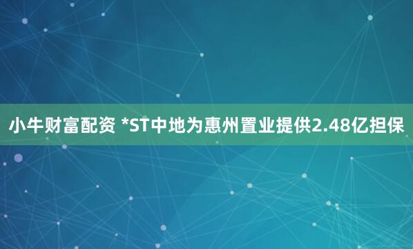 小牛财富配资 *ST中地为惠州置业提供2.48亿担保