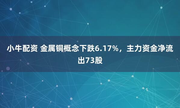 小牛配资 金属铜概念下跌6.17%，主力资金净流出73股